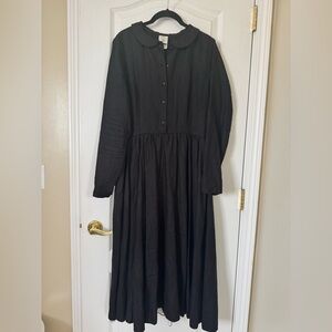 Son de Flor Classic Long Sleeve Peter Pan Collar Linen Dress – Size Medium